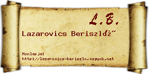 Lazarovics Beriszló névjegykártya